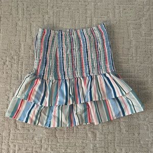 Rainbow stripe ruffle skirt